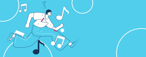 Music characters scene flat vector concept operation illustration

