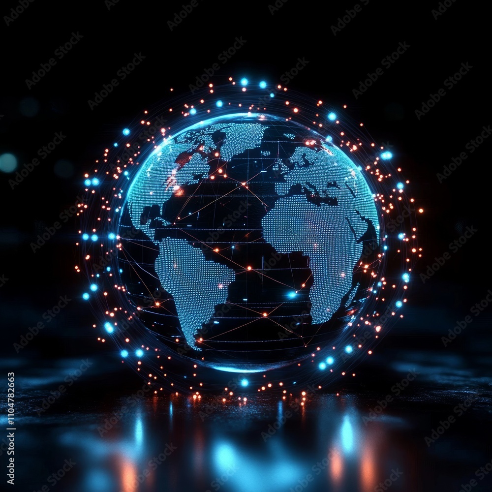 Poster global connectivity network communication technology background