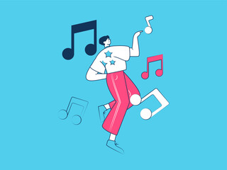 Music characters scene flat vector concept operation illustration
