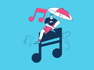 Music characters scene flat vector concept operation illustration
