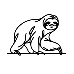 Line illustration of a sloth walking vector element