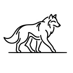 Fototapeta premium Minimalist wolf line vector illustration, simple animal outline design element