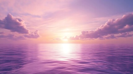 Obraz premium Sunrise sky with soft pastel colors of pink, lavender, and gold blending above a calm ocean
