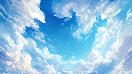 Sky with scattered clouds on a windy day, showing movement and dynamic energy