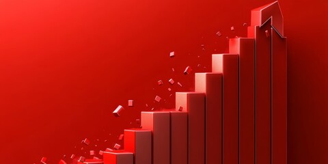Fototapeta premium Red Downward Arrow Financial Decline Crisis Chart on Bright Background Economic Loss Stock Market Recession Bankruptcy