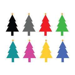 Christmas tree silhouette vector. Black Christmas tree flat design icon.