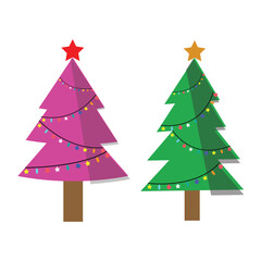 Festive Cheer: A Christmas Tree Adorned with Ornaments and Lights. colorful  Christmas tree decorated. vector illustration.