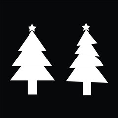 Obraz premium Christmas tree silhouette vector. Black Christmas tree flat design icon.
