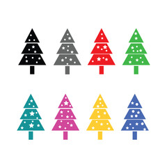 Fototapeta premium Simple Christmas Tree Icon with Star and Decorations, Holiday Graphic. colorful Christmas tree decorated. vector illustration.