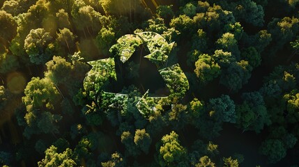 Natural Green Recycling Symbol - A Symbolic and Eco - Friendly Visual Representation. The Green Recycling Symbol with Its Natural Elements and Design, Standing Out on Its Own, Creating a Conscious and