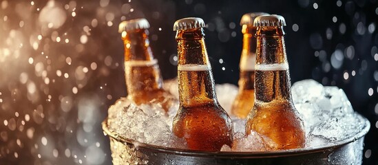 beer bottles in an ice bucket
