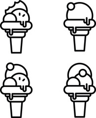 ice cream icon outline design, with flat style, suitable for educational or edit symbol