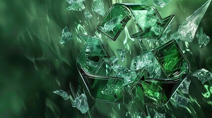 Obraz premium Natural Green Recycling Symbol - A Symbolic and Eco - Friendly Visual Representation. The Green Recycling Symbol with Its Natural Elements and Design, Standing Out on Its Own, Creating a Conscious and