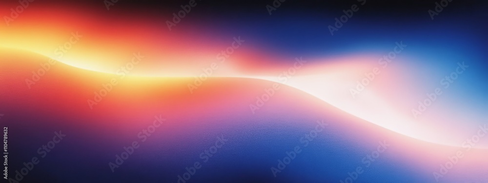 Poster Abstract Grainy Gradient Background Blue Red Yellow Glowing Color Wave Noise Texture
