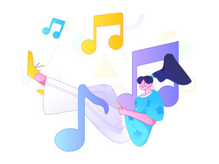Music characters scene flat vector concept operation illustration
