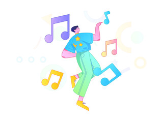 Music characters scene flat vector concept operation illustration
