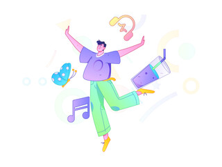 Music characters scene flat vector concept operation illustration
