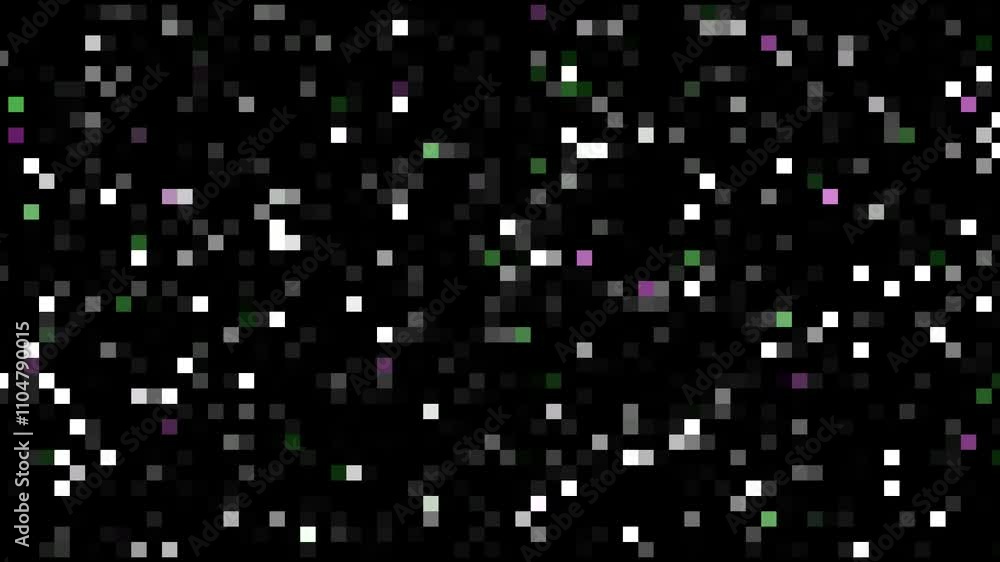 Poster colored pixels animation on a black background