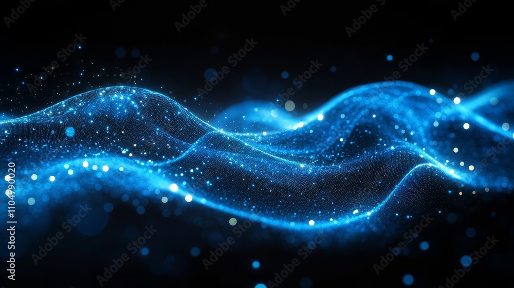 Aufkleber abstract blue circuit board pattern with luminous elements and black background, representing digita