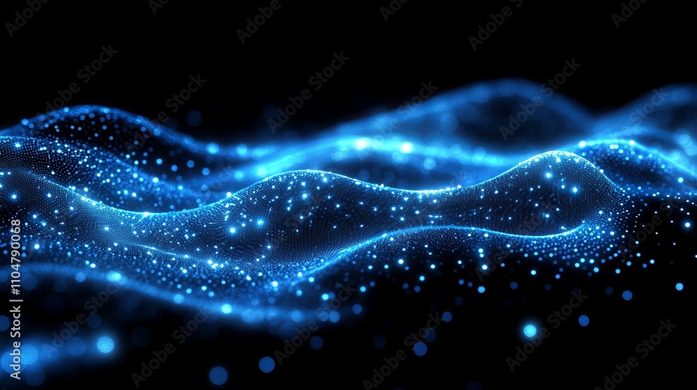 Aufkleber abstract blue circuit board pattern with luminous elements and black background, representing digita