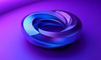 Futuristic Metallic Blue and Purple Ring with Swirling Pattern on Gradient Background