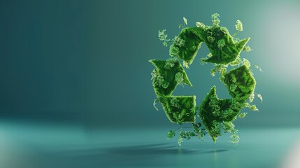 Natural Green Recycling Symbol - A Symbolic and Eco - Friendly Visual Representation. The Green Recycling Symbol with Its Natural Elements and Design, Standing Out on Its Own, Creating a Conscious and