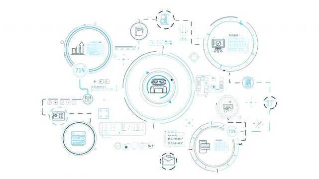 Infographics of AI in business process management, animated schema.