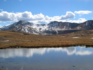 Snow covered Rocky mountains near Independence Pass, Colorado