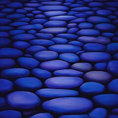 Fototapeta premium A digital painting of a pathway made of smooth, blue stones, lit from a central point.