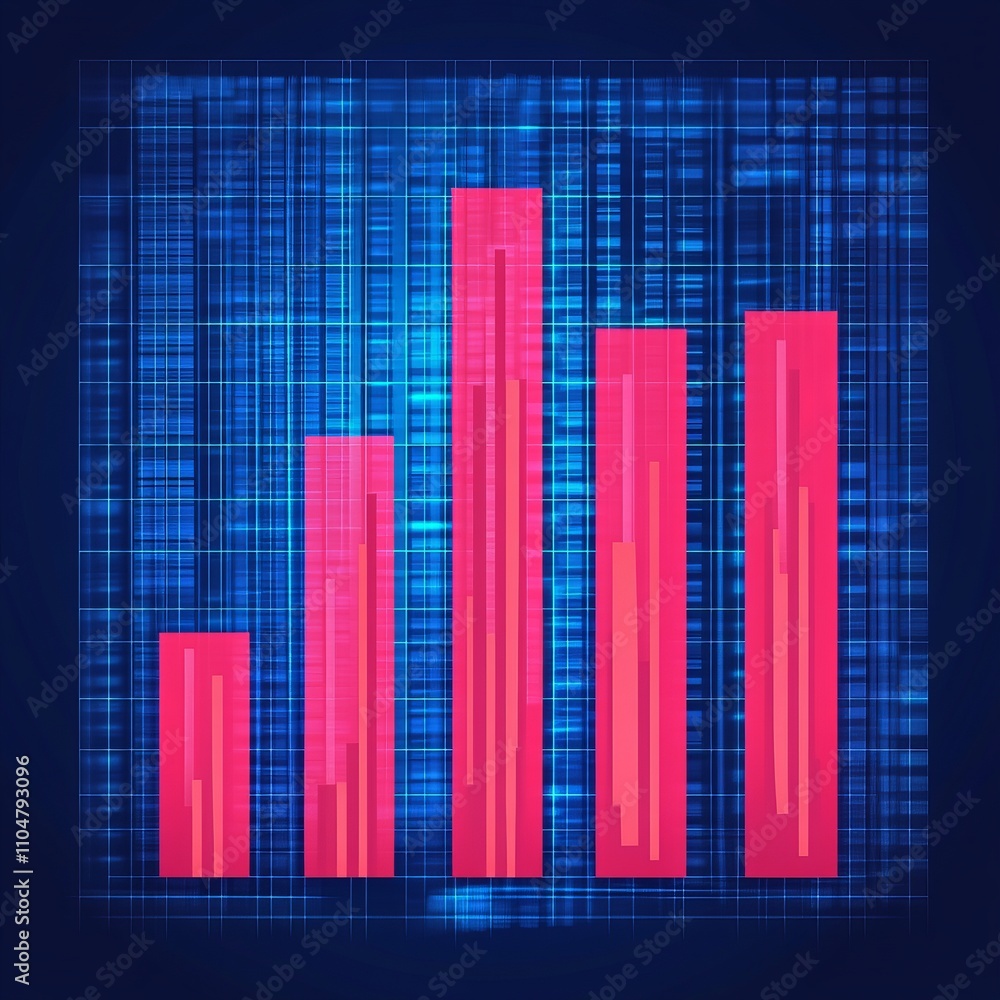 Aufkleber abstract bar graph on digital background.