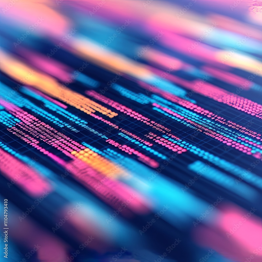Poster abstract colorful data stream visualization.