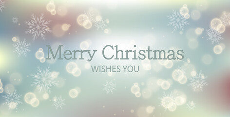 Magical Holiday Greeting Card Background with buka and snow