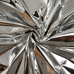 Abstract metallic silver crumpled foil texture.
