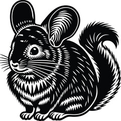 chinchilla vector silhouette, isolated white background
