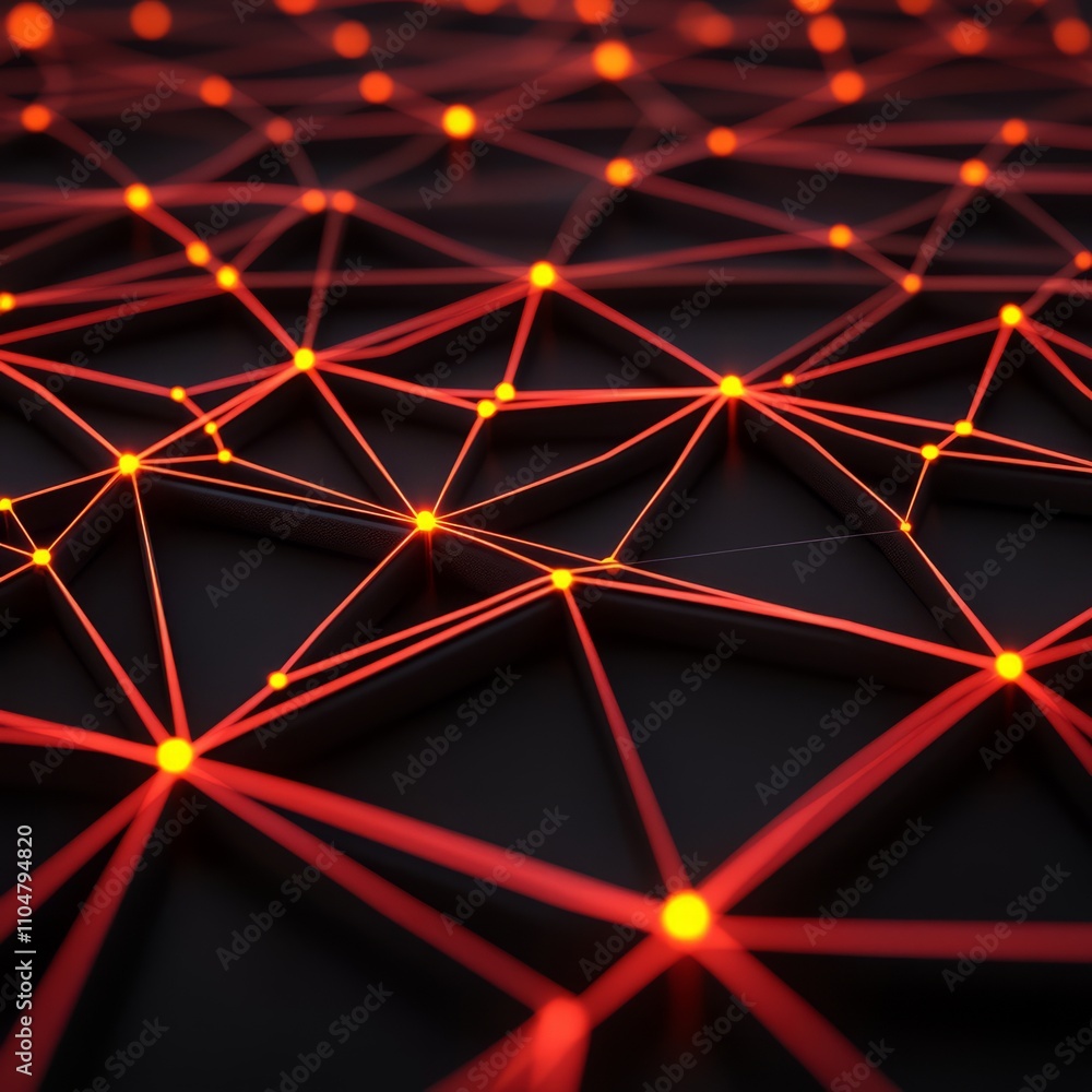 Poster abstract red glowing network connection.