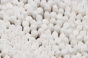 close up view of cotton bud tip, also known as cotton swab and Q tip