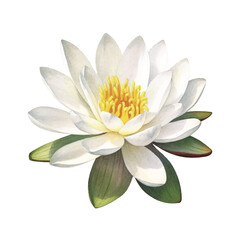 Watercolor Water lily isolated white background