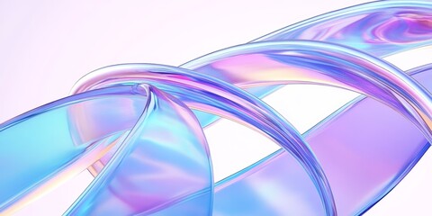 Abstract Curved Lines Digital Artwork in Pastel Colors on Light Background