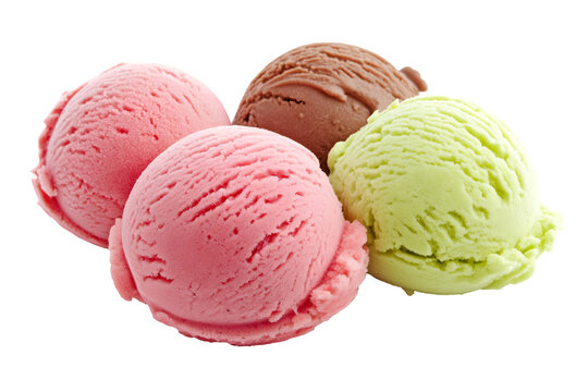 Ice cream scoops isolated on white background.