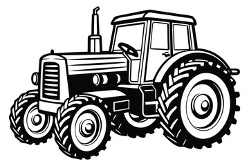 Obraz premium Tractor silhouette illustration isolated on a white background