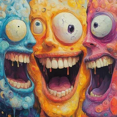 Fotobehang Abstracte kunst A vibrant abstract art piece representing the colorful status of mind, blending hallucination and mental states into an imaginative visual experience.         © Bhanuka