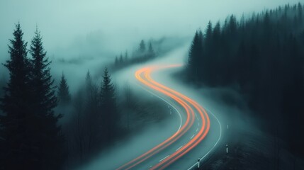 Misty Mountain Road Long Exposure Sunset Drive