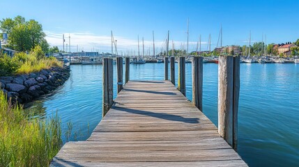 Naklejka premium Pier, Harbour And Quay In Island Near Helsinki, Finland.