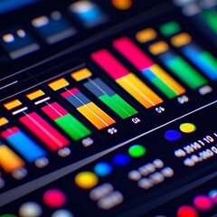 Colorful data visualization dashboard display on screen.