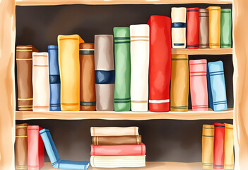 Colorful Bookshelf with Assorted Books