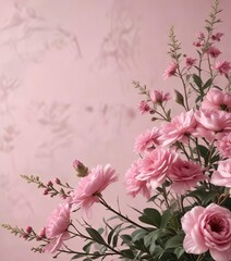 Minimalist pink floral design with copy space, text space, flora, background