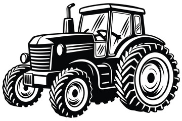 Obraz premium A tractor Vector silhouette on a white background