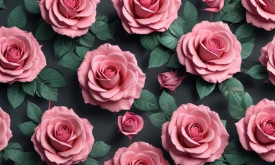 Seamless geometric roses pattern with abstract shapes, symmetrical, shapes