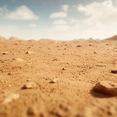 Expansive desert landscape under a partly cloudy sky.