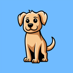 fun cartoon of sitting dog character isolated drawing line art style sketch classic vintage design illustration